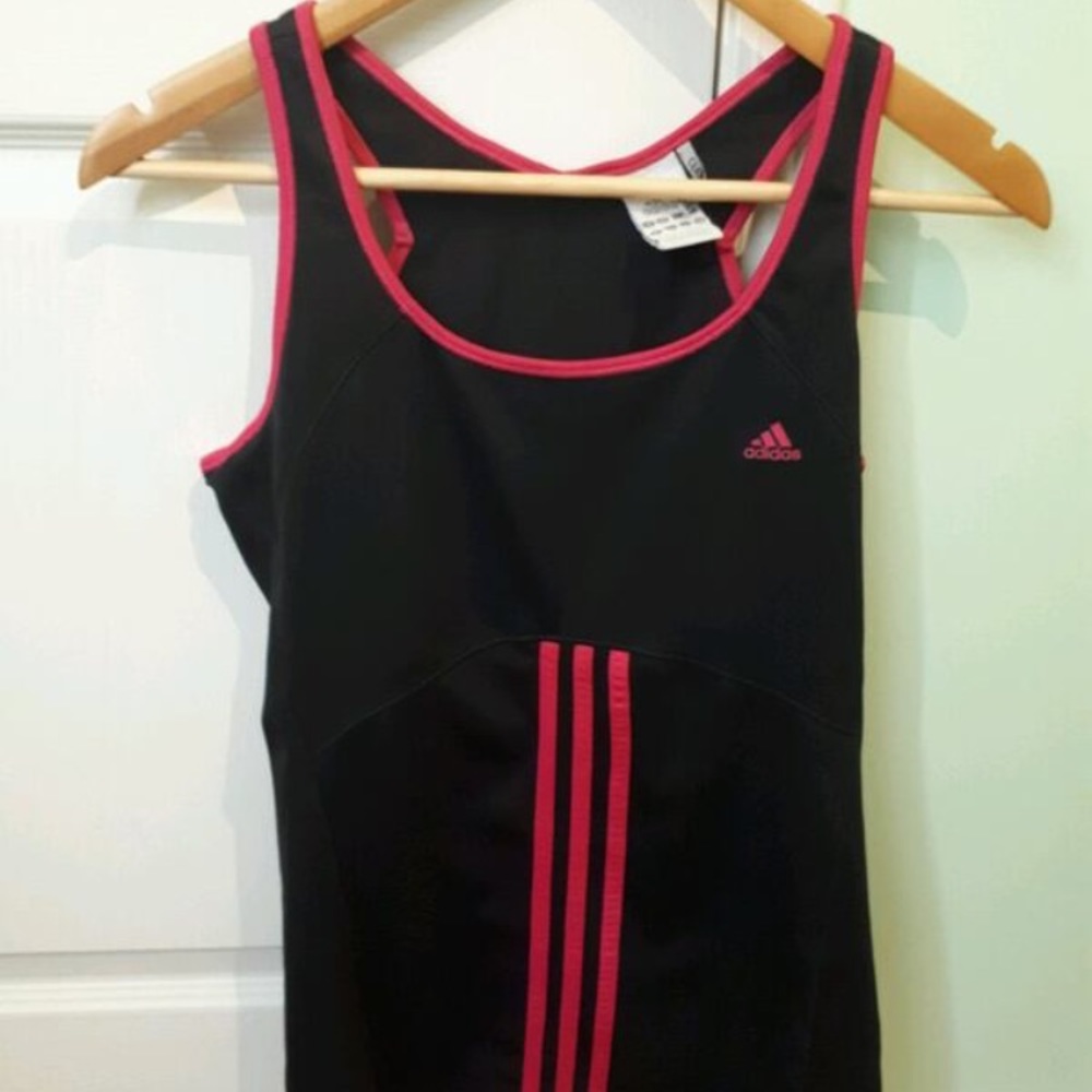 Adidas pink and black athletic tank